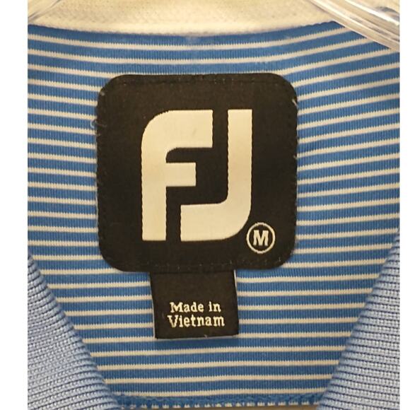 FootJoy Golf Polo. Men's Medium. Blue/White Stripe. - Picture 5 of 7